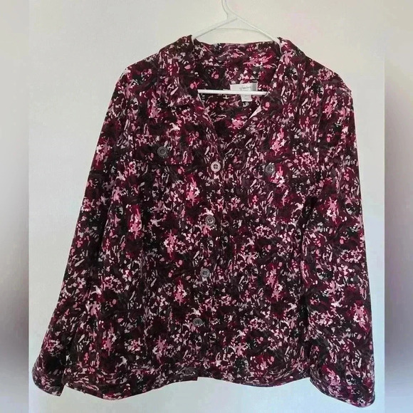 Cj Banks Maroon, Gray & Pink Long Sleeve Jacket Women Size 2X - Picture 10 of 12